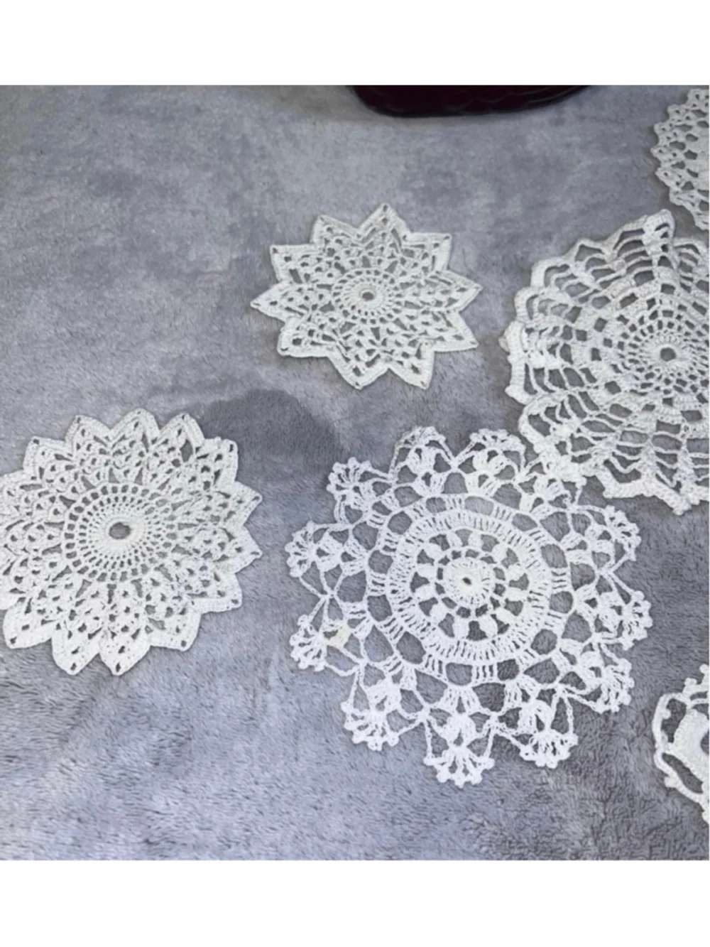 VTG White Crochet Doilies Table Linens One Size coasters
